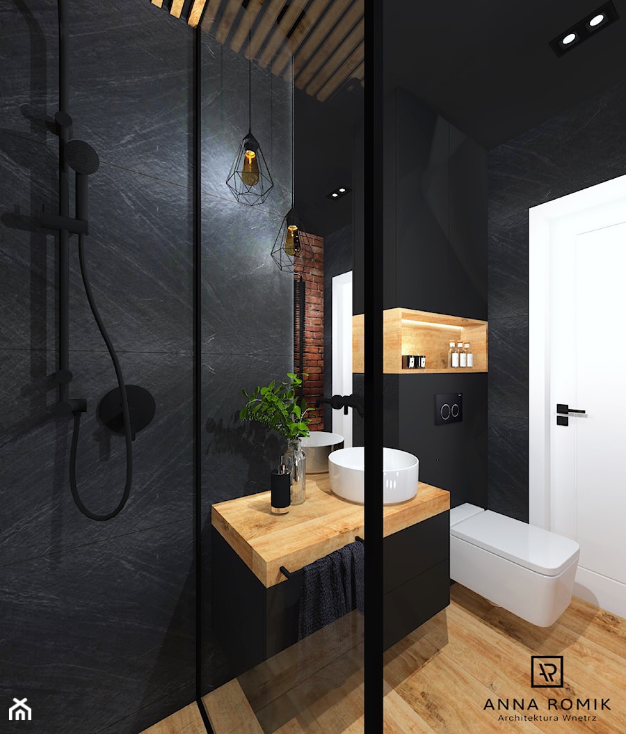 Łazienka 11 - Średnia bez okna z punktowym oświetleniem łazienka, styl industrialny - zdjęcie od Anna Romik Architektura Wnętrz