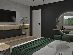 Sypialnia 7 - Duża czarna szara sypialnia, styl nowoczesny - zdjęcie od Anna Romik Architektura Wnętrz