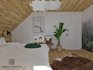 Sypialnia 2 - Średnia biała sypialnia na poddaszu, styl skandynawski - zdjęcie od Anna Romik Architektura Wnętrz