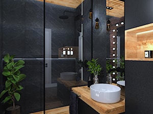 Łazienka 11 - Mała czarna łazienka w bloku w domu jednorodzinnym bez okna, styl industrialny - zdjęcie od Anna Romik Architektura Wnętrz