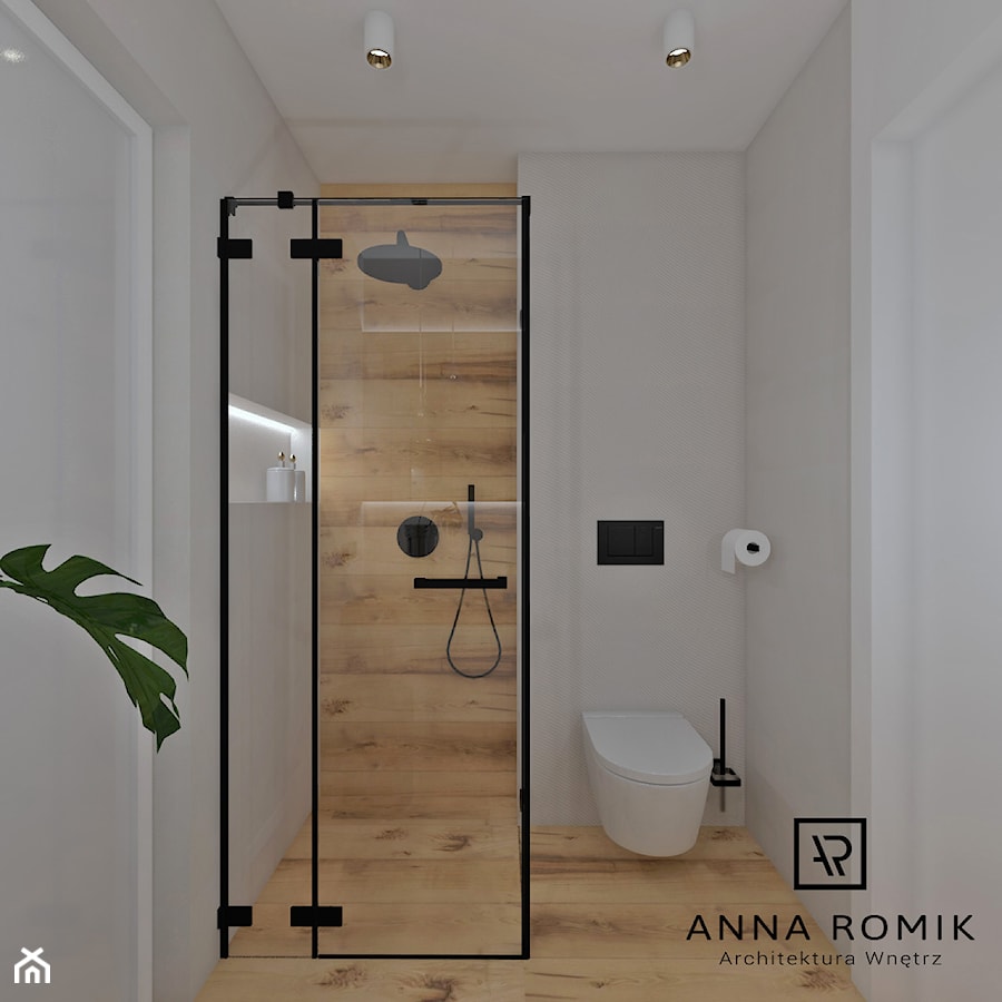 Łazienka 59 - Średnia bez okna z punktowym oświetleniem łazienka, styl skandynawski - zdjęcie od Anna Romik Architektura Wnętrz