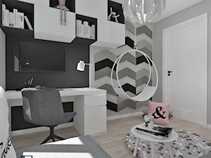 Pokój dziecięcy 4 - Średni biały czarny z panelami tapicerowanymi pokój dziecka dla nastolatka dla dziewczynki, styl nowoczesny - zdjęcie od Anna Romik Architektura Wnętrz
