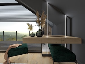 Sypialnia 12 - Duża szara z biurkiem sypialnia z balkonem / tarasem, styl nowoczesny - zdjęcie od Anna Romik Architektura Wnętrz