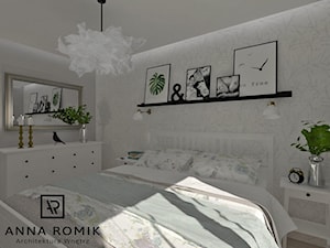 Sypialnia - Średnia biała szara sypialnia, styl skandynawski - zdjęcie od Anna Romik Architektura Wnętrz