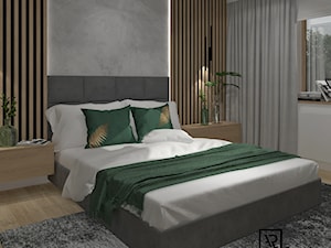 Sypialnia 7 - Średnia biała szara z panelami tapicerowanymi sypialnia, styl nowoczesny - zdjęcie od Anna Romik Architektura Wnętrz