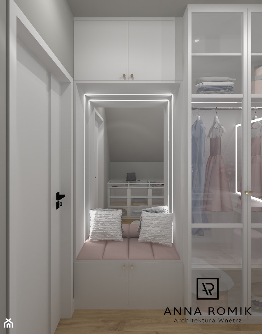 Garderoba 1 - Mała zamknięta garderoba oddzielne pomieszczenie, styl skandynawski - zdjęcie od Anna Romik Architektura Wnętrz