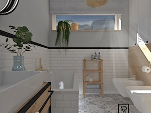 Łazienka 33 - Duża z lustrem łazienka z oknem, styl skandynawski - zdjęcie od Anna Romik Architektura Wnętrz
