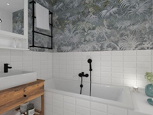 Łazienka 12 - Mała biała zielona łazienka w bloku w domu jednorodzinnym bez okna, styl skandynawski - zdjęcie od Anna Romik Architektura Wnętrz