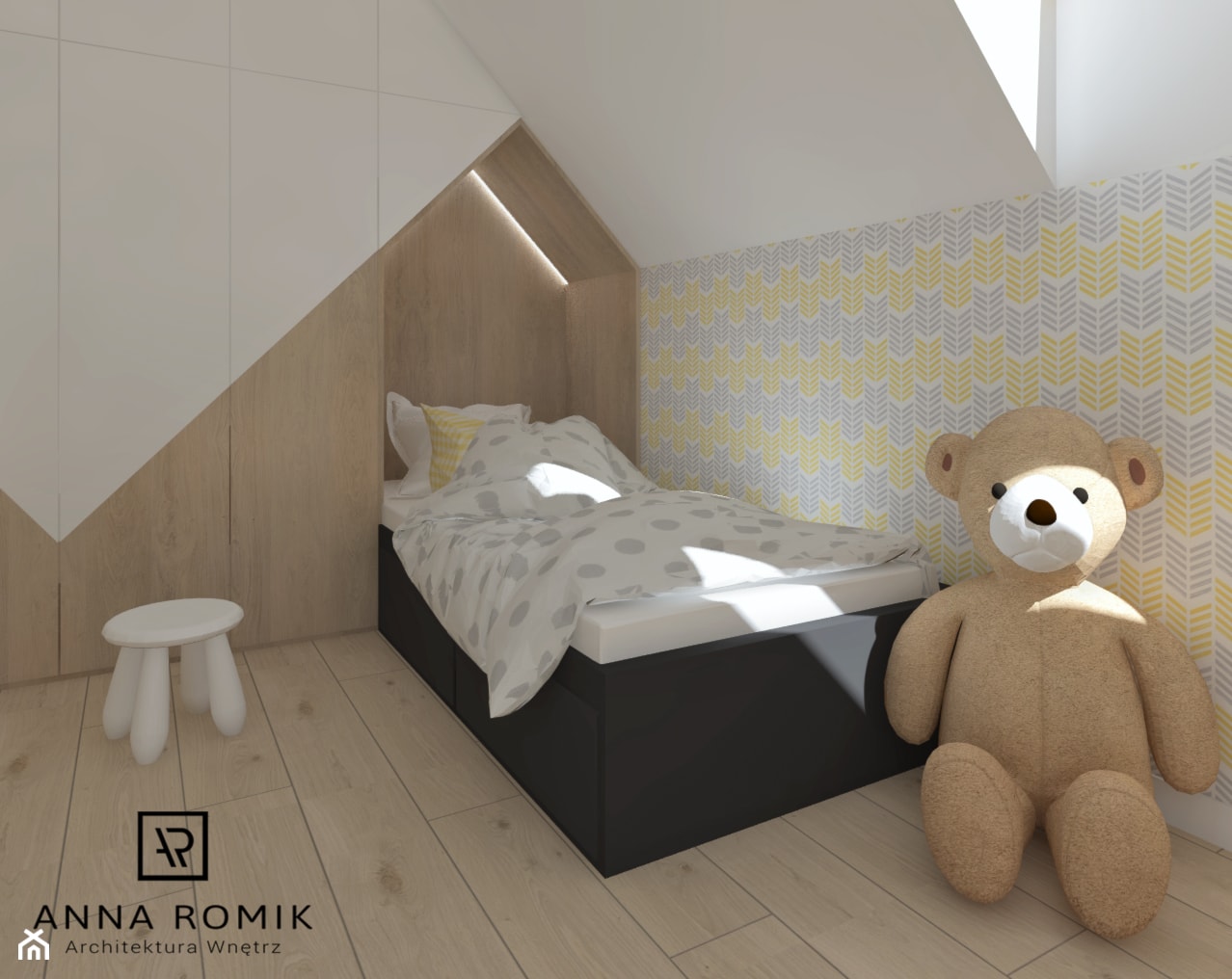 Pokój dziecięcy 3 - Mały biały pokój dziecka dla dziecka dla chłopca dla dziewczynki, styl skandynawski - zdjęcie od Anna Romik Architektura Wnętrz - Homebook
