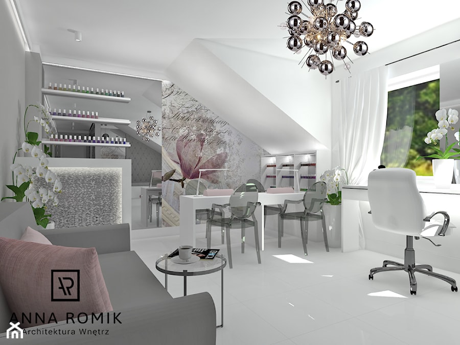 Salon kosmetyczny Sucha Beskidzka 54 m2 - Wnętrza publiczne, styl glamour - zdjęcie od Anna Romik Architektura Wnętrz