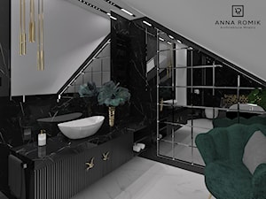 Łazienka 49 - Duża bez okna jako pokój kąpielowy z lustrem łazienka, styl glamour - zdjęcie od Anna Romik Architektura Wnętrz