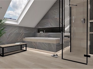 Łazienka 16 - Średnia na poddaszu jako pokój kąpielowy łazienka z oknem, styl nowoczesny - zdjęcie od Anna Romik Architektura Wnętrz