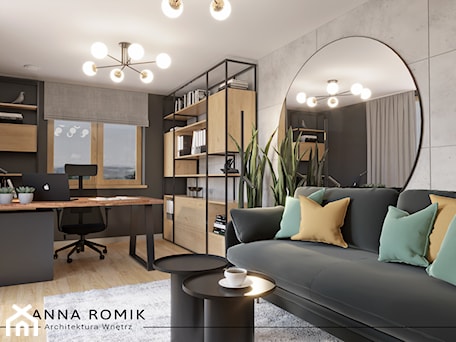 Aranżacje wnętrz - Biuro: Biuro domowe 8 - Biuro, styl industrialny - Anna Romik Architektura Wnętrz. Przeglądaj, dodawaj i zapisuj najlepsze zdjęcia, pomysły i inspiracje designerskie. W bazie mamy już prawie milion fotografii!