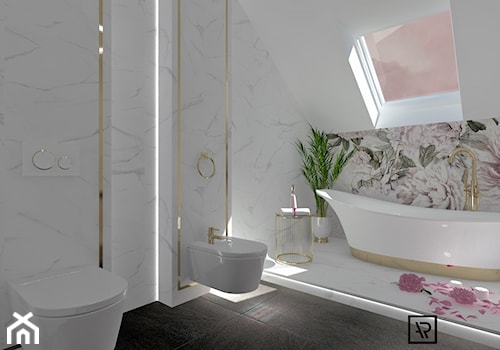 Łazienka 38 - Duża jako pokój kąpielowy łazienka z oknem, styl glamour - zdjęcie od Anna Romik Architektura Wnętrz