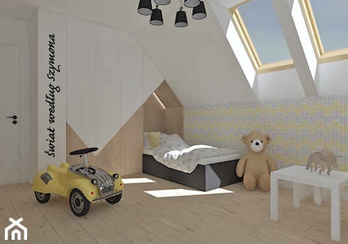 Pokój dziecięcy 3 - Średni biały żółty pokój dziecka dla dziecka dla chłopca dla dziewczynki, styl skandynawski - zdjęcie od Anna Romik Architektura Wnętrz