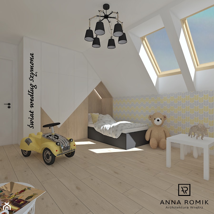 Pokój dziecięcy 3 - Średni biały żółty pokój dziecka dla dziecka dla chłopca dla dziewczynki, styl ... - zdjęcie od Anna Romik Architektura Wnętrz