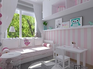 Pokój dziecięcy 2 - Średni biały różowy szary pokój dziecka dla dziecka dla dziewczynki, styl skandynawski - zdjęcie od Anna Romik Architektura Wnętrz