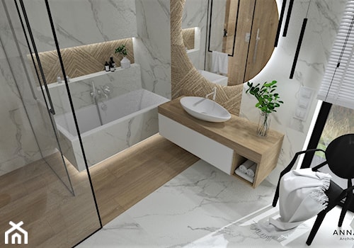 Łazienka 25 - Średnia łazienka z oknem, styl nowoczesny - zdjęcie od Anna Romik Architektura Wnętrz