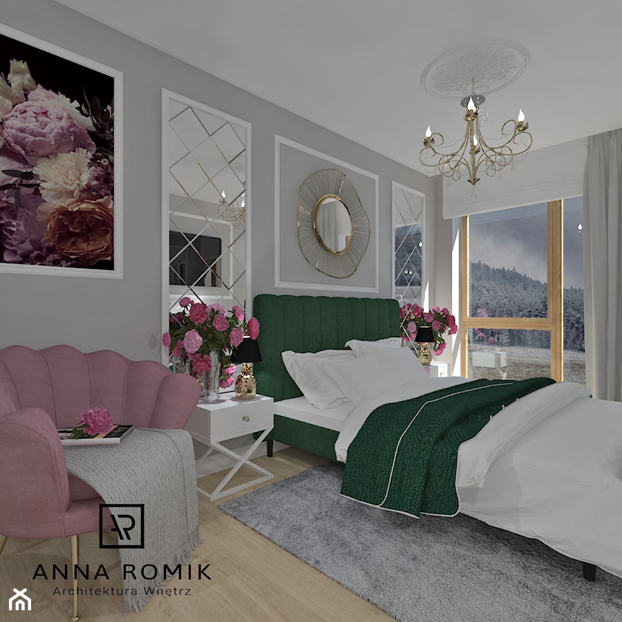 Sypialnia 8 - Sypialnia, styl glamour - zdjęcie od Anna Romik Architektura Wnętrz