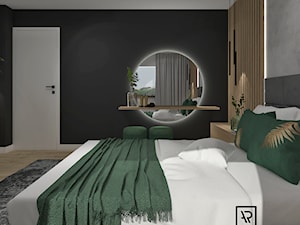 Sypialnia 7 - Duża brązowa czarna szara z panelami tapicerowanymi sypialnia, styl nowoczesny - zdjęcie od Anna Romik Architektura Wnętrz