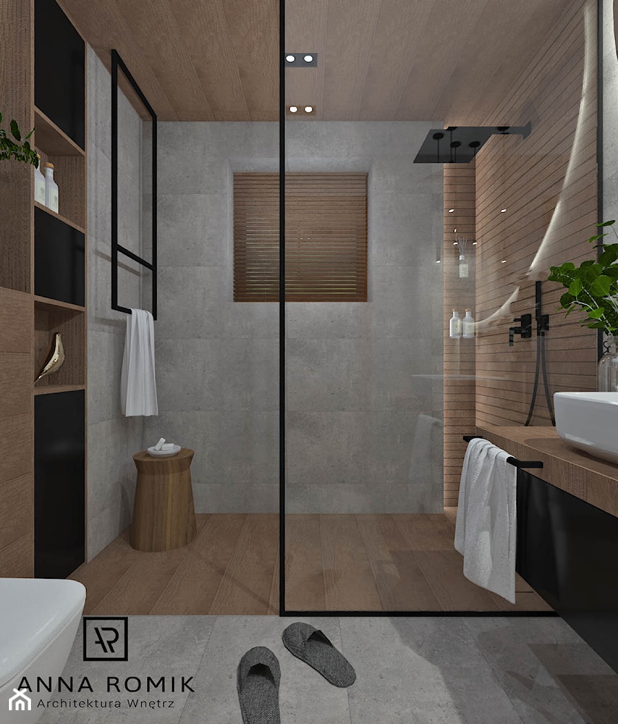 Łazienka 13 - Duża z punktowym oświetleniem łazienka z oknem, styl nowoczesny - zdjęcie od Anna Romik Architektura Wnętrz - Homebook