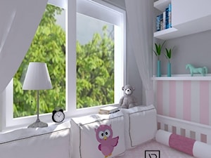 Pokój dziecięcy 2 - Mały różowy szary pokój dziecka dla dziecka dla nastolatka dla dziewczynki, styl skandynawski - zdjęcie od Anna Romik Architektura Wnętrz