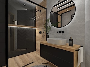 Łazienka 35 - Średnia beżowa szara łazienka w bloku w domu jednorodzinnym bez okna, styl nowoczesny - zdjęcie od Anna Romik Architektura Wnętrz