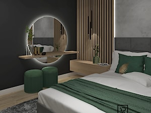 Sypialnia 7 - Duża szara z panelami tapicerowanymi sypialnia, styl nowoczesny - zdjęcie od Anna Romik Architektura Wnętrz