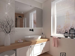 Łazienka 2 - Mała na poddaszu z lustrem łazienka z oknem, styl nowoczesny - zdjęcie od Anna Romik Architektura Wnętrz