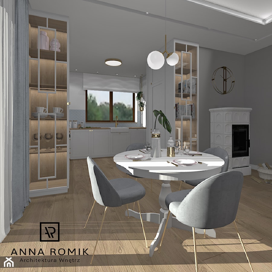 Salon z kuchnią 8 - Kuchnia, styl tradycyjny - zdjęcie od Anna Romik Architektura Wnętrz