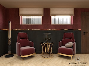 Salon 16b - Czarny czerwony salon, styl glamour - zdjęcie od Anna Romik Architektura Wnętrz