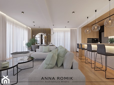 Aranżacje wnętrz - Salon: Salon 7 - Salon, styl nowoczesny - Anna Romik Architektura Wnętrz. Przeglądaj, dodawaj i zapisuj najlepsze zdjęcia, pomysły i inspiracje designerskie. W bazie mamy już prawie milion fotografii!