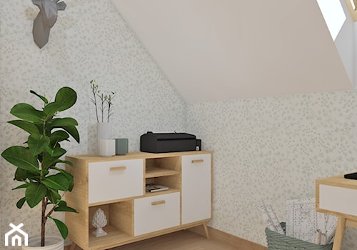 Biuro domowe - Małe białe biuro, styl skandynawski - zdjęcie od Anna Romik Architektura Wnętrz