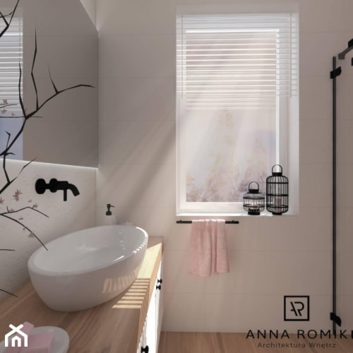 Łazienka 2 - Mała z lustrem z dwoma umywalkami łazienka z oknem, styl skandynawski - zdjęcie od Anna Romik Architektura Wnętrz