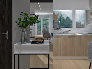 Kuchnia 12 - Mała otwarta biała z zabudowaną lodówką kuchnia jednorzędowa, styl nowoczesny - zdjęcie od Anna Romik Architektura Wnętrz