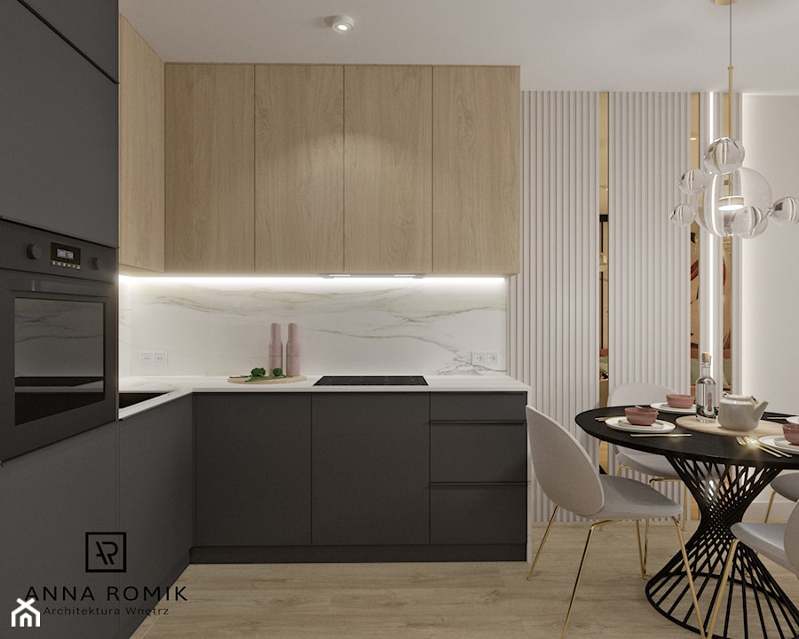 Salon z kuchnią 17 - Kuchnia, styl nowoczesny - zdjęcie od Anna Romik Architektura Wnętrz