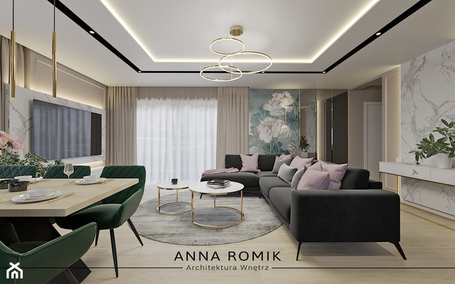 Salon 2 - Salon, styl glamour - zdjęcie od Anna Romik Architektura Wnętrz