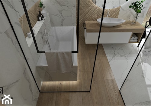 Łazienka 25 - Duża z lustrem z punktowym oświetleniem łazienka z oknem, styl nowoczesny - zdjęcie od Anna Romik Architektura Wnętrz