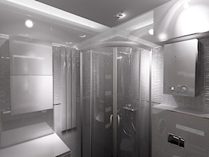 łazienka w bieli - Mała na poddaszu bez okna łazienka, styl nowoczesny - zdjęcie od New Concept Design