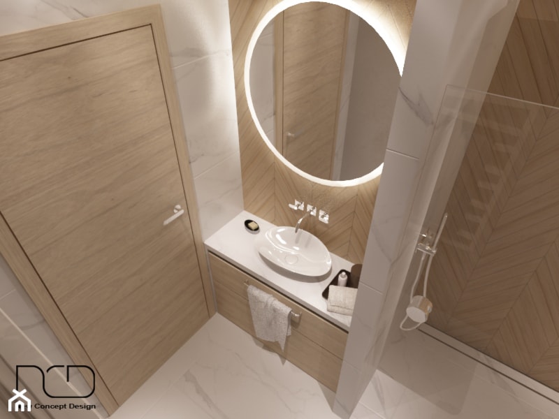 Minimalistyczna łazienka w jasnym wydaniu - zdjęcie od New Concept Design