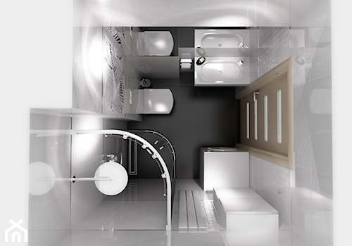 łazienka w bieli - Mała bez okna z pralką / suszarką łazienka, styl nowoczesny - zdjęcie od New Concept Design