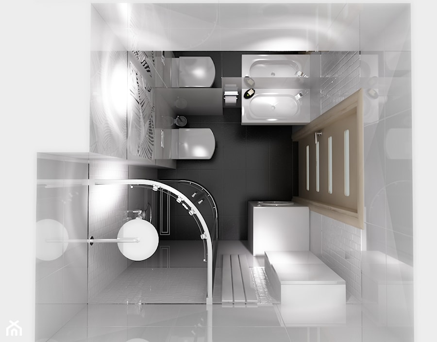 łazienka w bieli - Mała bez okna z pralką / suszarką łazienka, styl nowoczesny - zdjęcie od New Concept Design