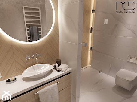 Aranżacje wnętrz - Łazienka: Minimalistyczna łazienka w jasnym wydaniu - New Concept Design . Przeglądaj, dodawaj i zapisuj najlepsze zdjęcia, pomysły i inspiracje designerskie. W bazie mamy już prawie milion fotografii!