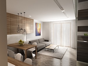 Przy Arenie - Mały biały salon z jadalnią, styl nowoczesny - zdjęcie od New Concept Design