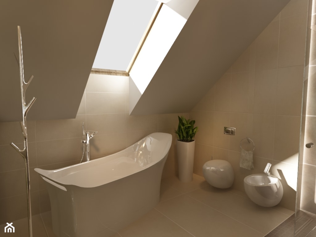Duża łazienka z sypialnią na poddaszu - zdjęcie od New Concept Design - Homebook