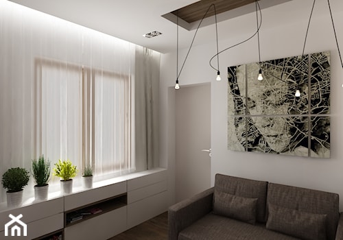 Dom w Myszkowie - Małe w osobnym pomieszczeniu z sofą białe biuro, styl nowoczesny - zdjęcie od New Concept Design