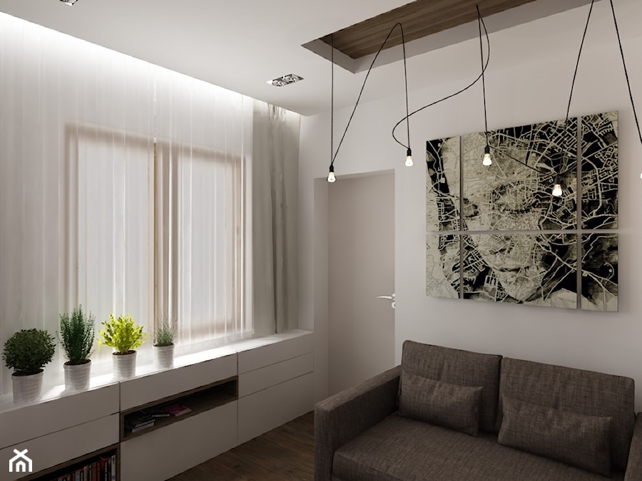 Dom w Myszkowie - Małe w osobnym pomieszczeniu z sofą białe biuro, styl nowoczesny - zdjęcie od New Concept Design