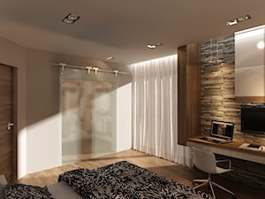 sypialnia - Średnia z biurkiem sypialnia z garderobą, styl nowoczesny - zdjęcie od New Concept Design