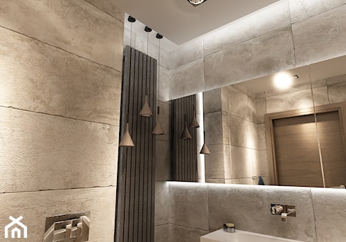 Przy Arenie - Mała na poddaszu bez okna łazienka, styl nowoczesny - zdjęcie od New Concept Design