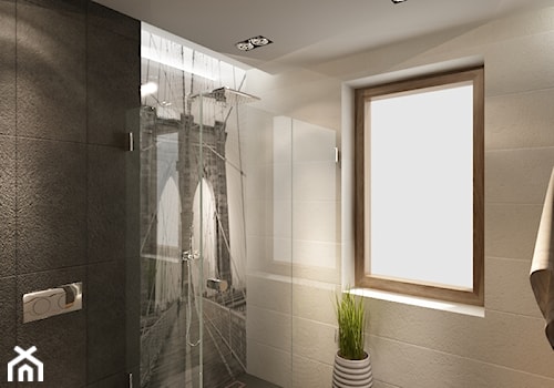 Przy Arenie - Mała z punktowym oświetleniem łazienka z oknem, styl nowoczesny - zdjęcie od New Concept Design